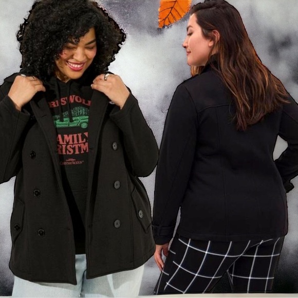 Torrid Black Fleece Peacoat Jacket Sizes: 1 1XL NEW - Picture 2 of 16